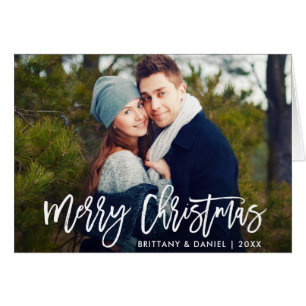 Merry Christmas Modern Brush Script Fold Card