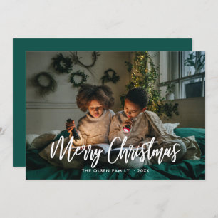 Merry Christmas Modern Brush Script Holiday Card