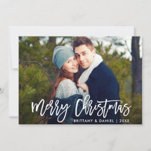Merry Christmas Modern Brush Script Photo Card