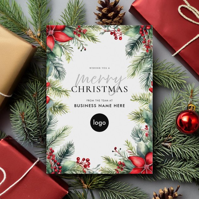 Merry Christmas Modern Business Logo Holiday Card (Creator Uploaded)