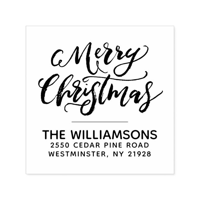 Merry Christmas Modern Calligraphy Return Address Self-inking Stamp (Design)