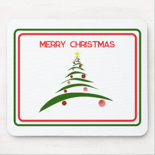 Merry Christmas Modern Christmas Tree Mouse Pad