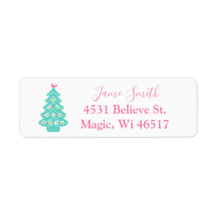 Merry Christmas - Modern Christmas Trees Pink Teal