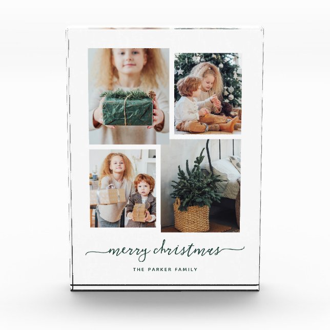 Merry Christmas | Modern Collage Four Photo Block (Front)