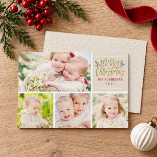 Merry Christmas Modern Collage Photo Card