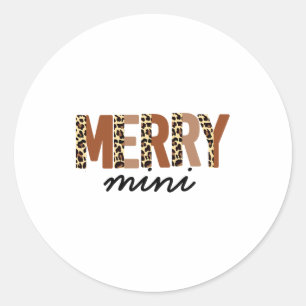 Merry Christmas Modern Color Block Leopard Boho Classic Round Sticker