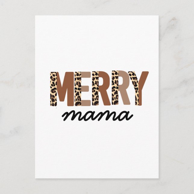 "Merry Christmas" Modern Colour Block Leopard Boho Holiday Postcard (Front)