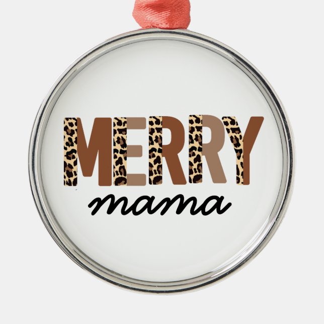 "Merry Christmas" Modern Colour Block Leopard Boho Metal Tree Decoration (Front)