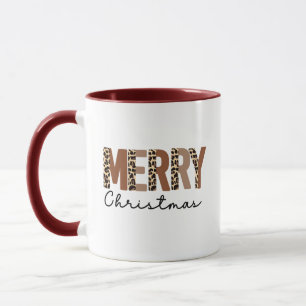 "Merry Christmas" Modern Colour Block Leopard Boho Mug