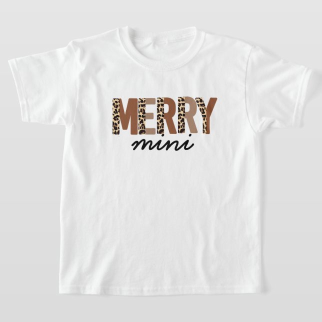 "Merry Christmas" Modern Colour Block Leopard Boho T-Shirt (Laydown)