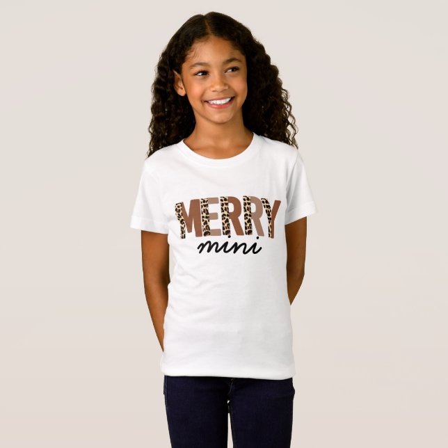 "Merry Christmas" Modern Colour Block Leopard Boho T-Shirt (Front Full)