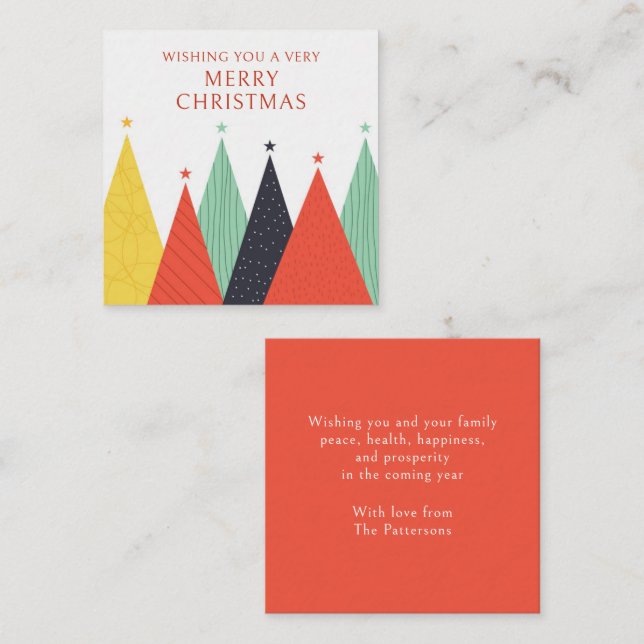 Merry Christmas Modern Colourful Trees Card (Front/Back)