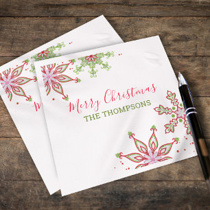Merry Christmas Modern Cute Colourful Snowflakes  Napkin