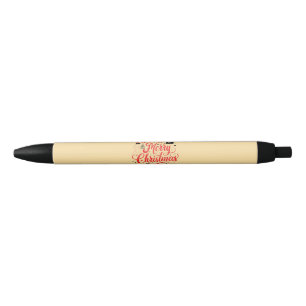 Merry Christmas Modern Design   Red & White Black Ink Pen