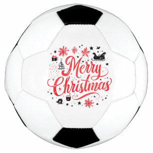 Merry Christmas Modern Design   Red & White Football