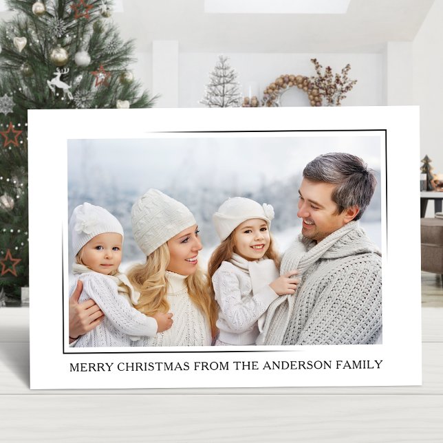 Merry Christmas Modern Elegant Minimalist Photo Holiday Card (Available in high quality print or digital download for quick text messaging, email or self print.)