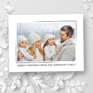 Merry Christmas Modern Elegant Minimalist Photo Holiday Postcard