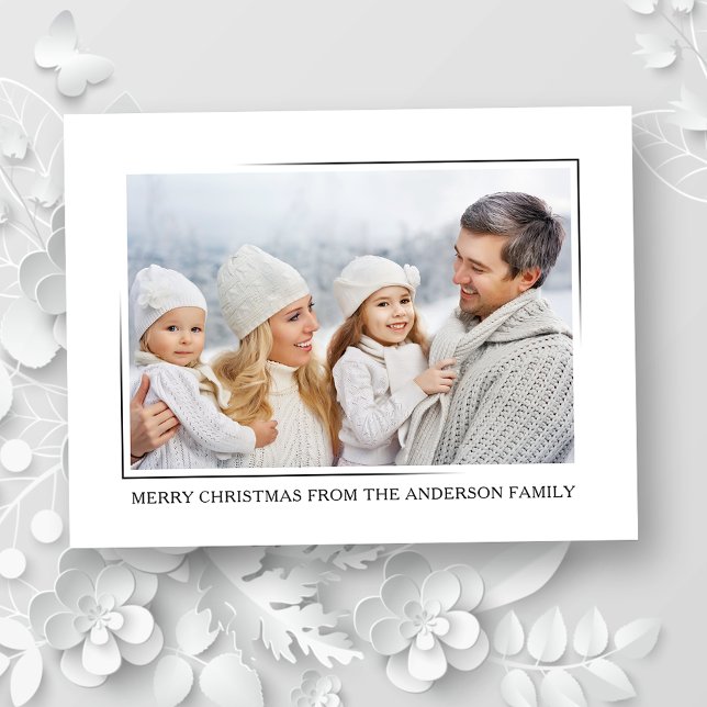 Merry Christmas Modern Elegant Minimalist Photo Holiday Postcard (Creator Uploaded)