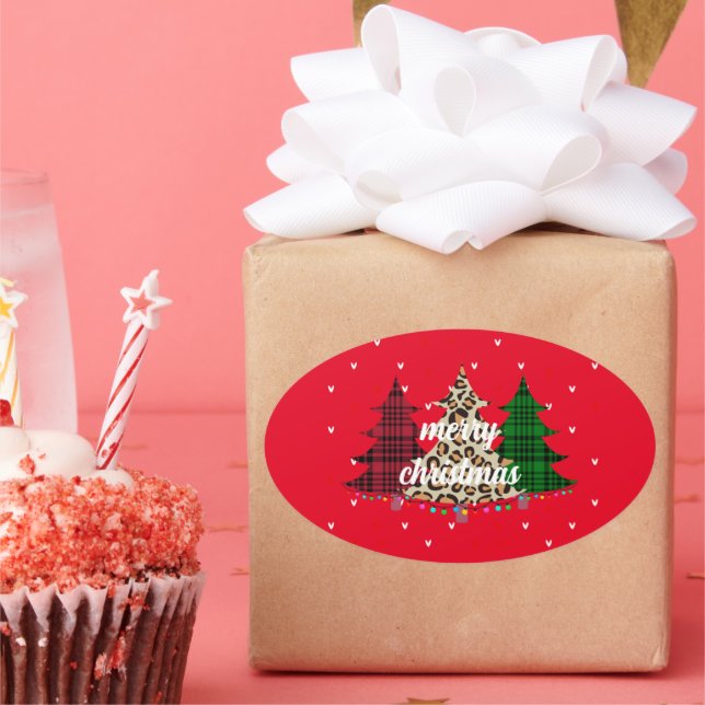 Merry Christmas Modern & Elegant  Oval Sticker (Party)