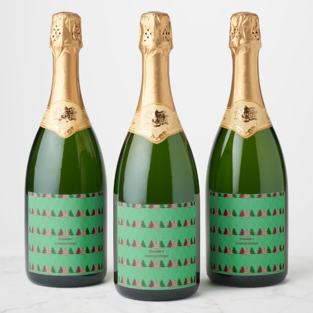Merry Christmas Modern & Elegant  Sparkling Wine Label (Bottles)