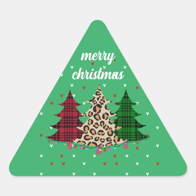 Merry Christmas Modern & Elegant  Triangle Sticker (Front)