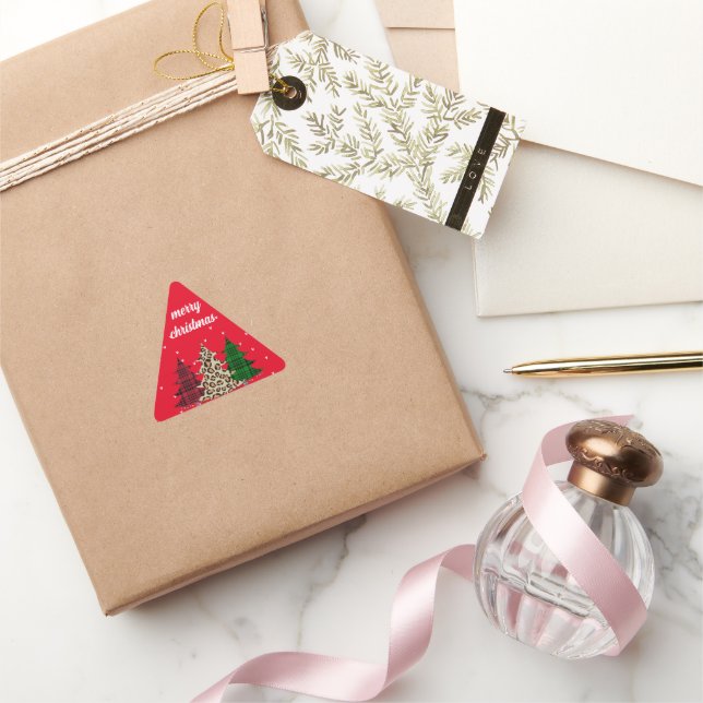 Merry Christmas Modern & Elegant  Triangle Sticker (Gifting)