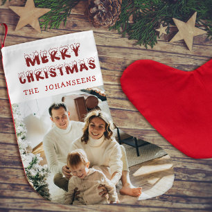 Merry Christmas Modern Family Photo Keepsake Red Small Christmas Stocking