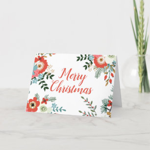 Merry Christmas Modern Floral Botanical Holiday Card
