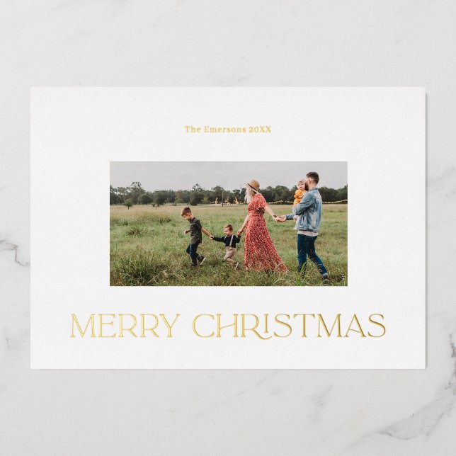 Merry Christmas Modern  Foil Holiday Card (Front)