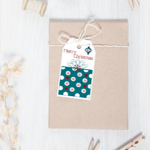 Merry Christmas Modern Fun Red Blue Gift Christmas Gift Tags