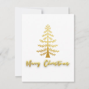 Merry Christmas modern golden luxury tree white Card