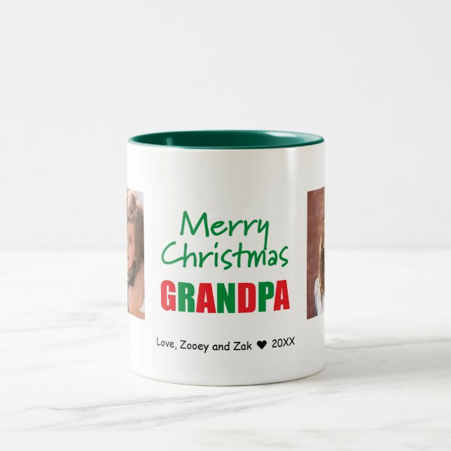 Merry Christmas Modern Grandpa 2 Photo Mug (Center)
