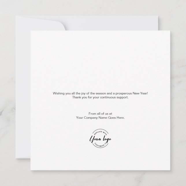 Merry Christmas Modern Green Wreath Custom logo Holiday Card (Back)