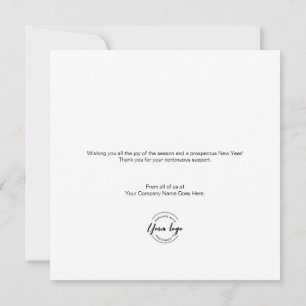 Merry Christmas Modern Green Wreath Custom logo Holiday Card