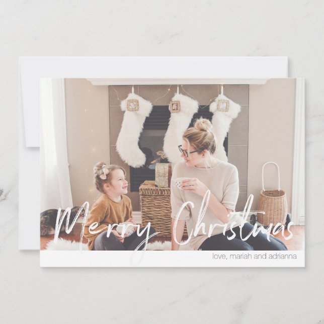 Merry Christmas Modern Handwriting Photo Card 2N (Front)