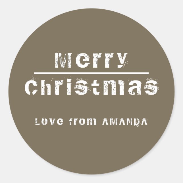 Merry Christmas Modern Holiday Classic Round Sticker (Front)