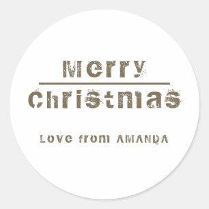 Merry Christmas Modern Holiday Personal Classic Round Sticker