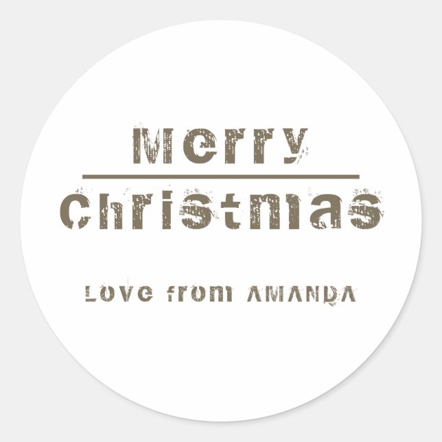 Merry Christmas Modern Holiday Personal Classic Round Sticker (Front)