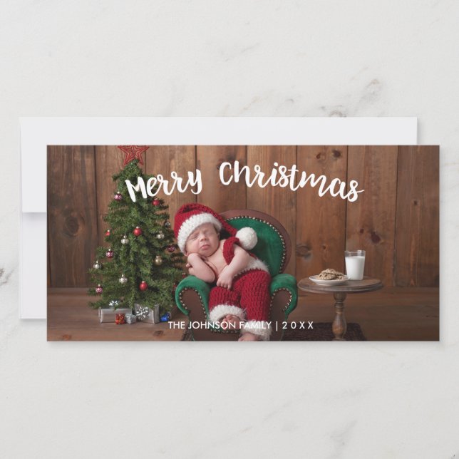 Merry Christmas Modern Holiday Photo Card  (Front)