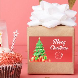 Merry Christmas Modern Holidays Corporate Logo Rectangular Sticker