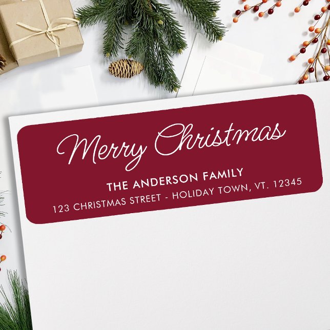 Merry Christmas Modern Holidays Return Address  (Creator Uploaded)