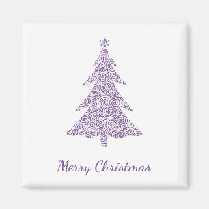 Merry Christmas, modern mauve swirl christmas tree Magnet