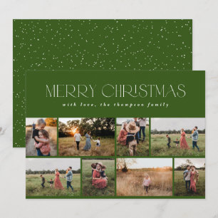Merry Christmas Modern Minimal Green Pine Photo Holiday Card