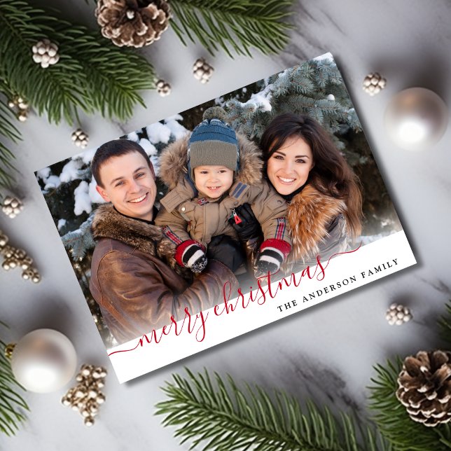 Merry Christmas Modern Minimal Photo Holiday Card (Creator Uploaded)