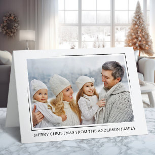 Merry Christmas Modern Minimal Style Family Photo Holiday Card