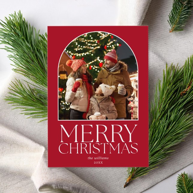 Merry Christmas Modern Minimalist Arch Photo Holiday Card (Creator Uploaded)