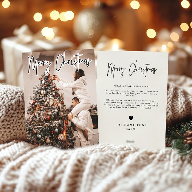 Merry Christmas Modern Minimalist Card dark photo (Creator Uploaded)