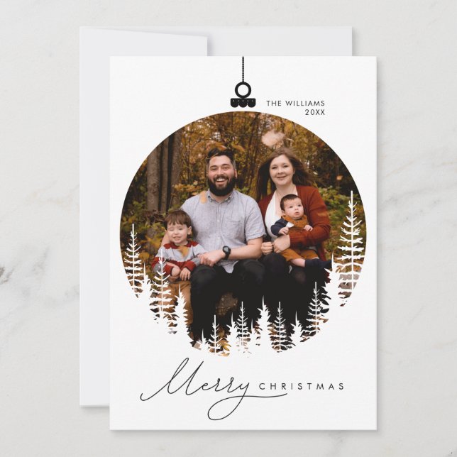Merry Christmas, Modern Minimalist Family Photo Holiday Card (Front)