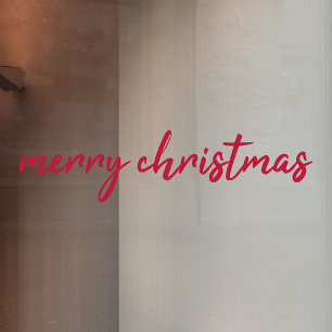 Merry Christmas   Modern Minimalist Red Typography Window Cling