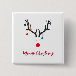 Merry Christmas modern minimalist reindeer white 15 Cm Square Badge